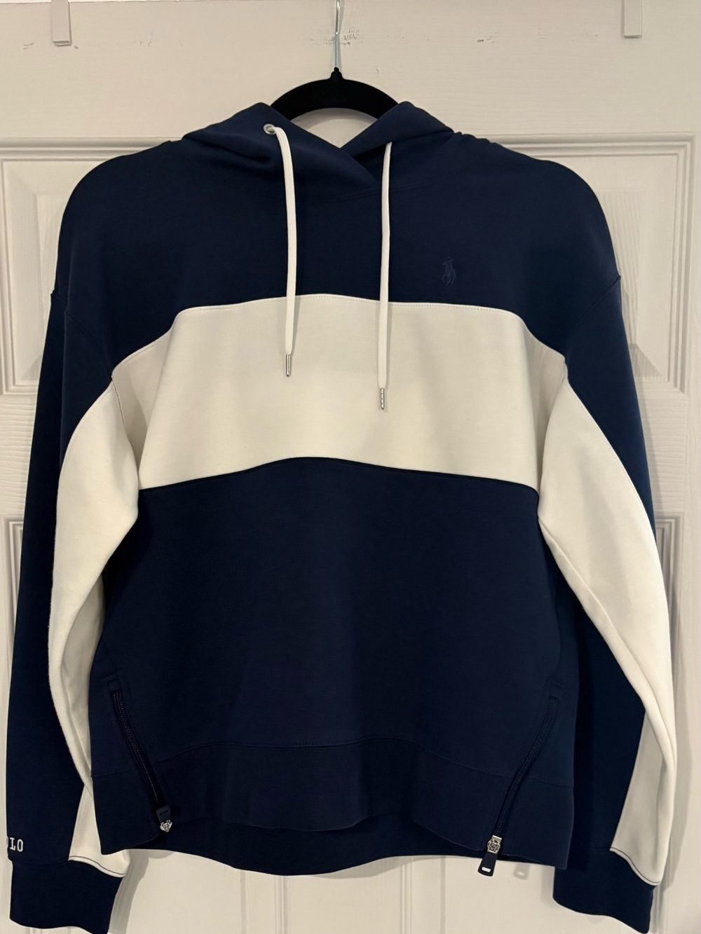 Polo by Ralph Lauren Navy and White Colorblock Hoodie